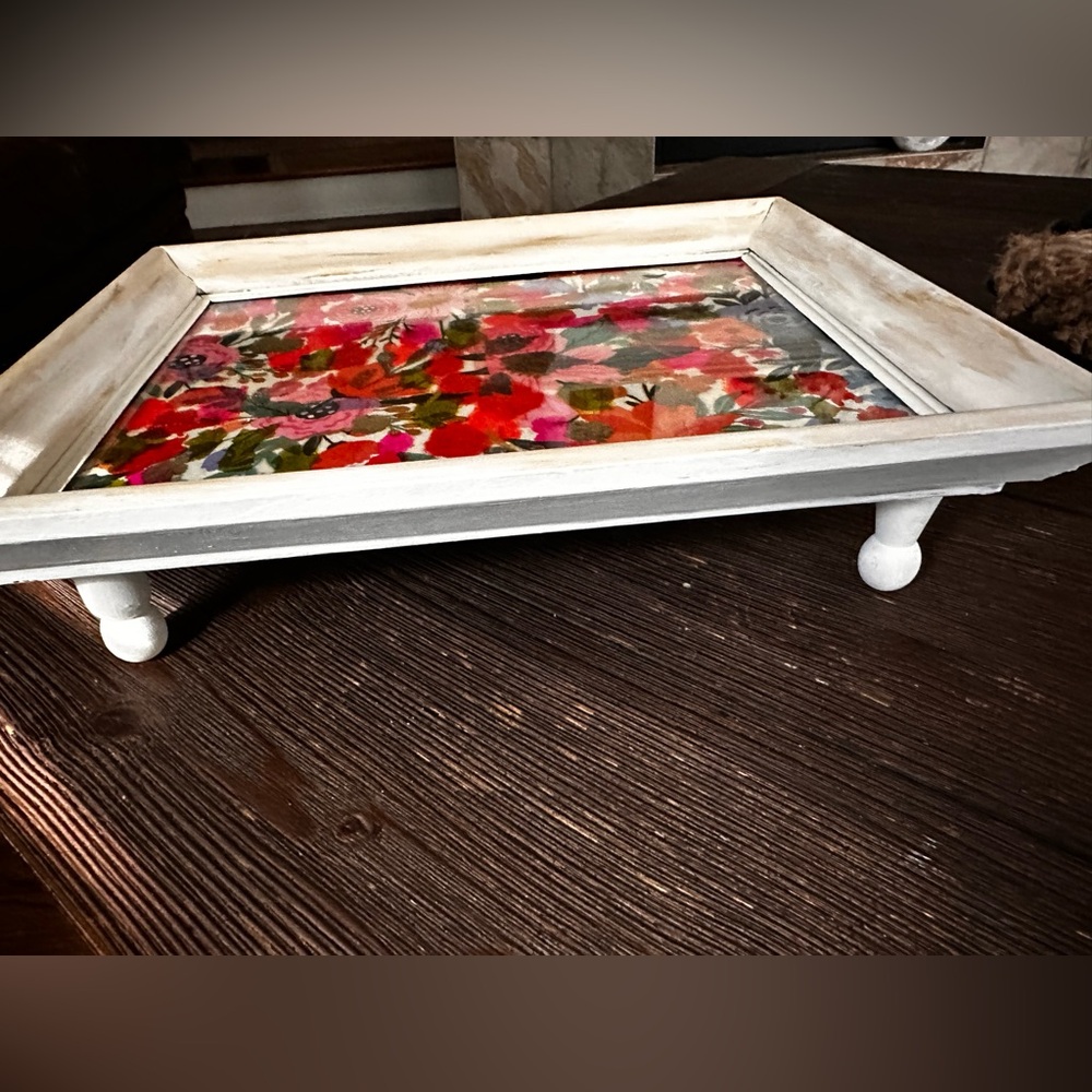 Hand crafted decorative vanity tray original rustic farmhouse Floral Decorative - Picture 4 of 10